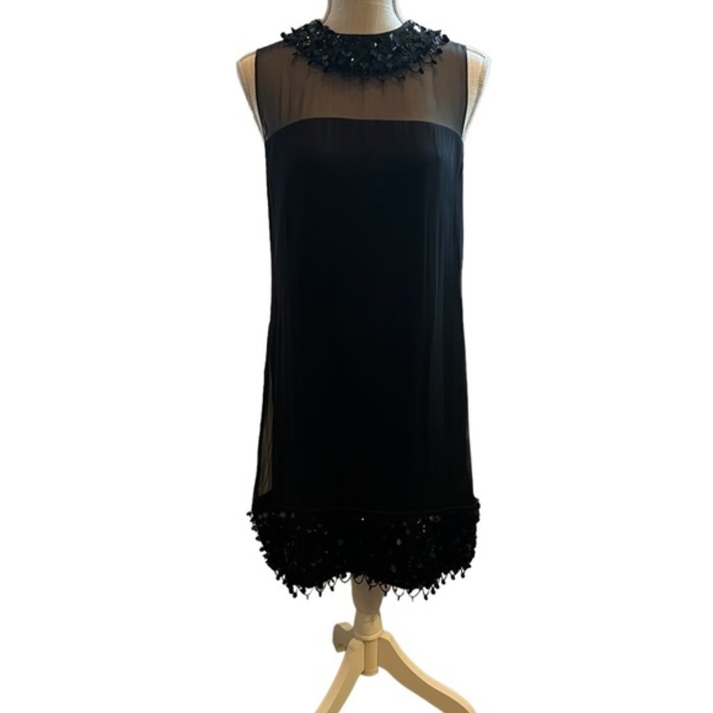 Milly New York Black Size 8 w Sequence Detail Sheer on Top with Gorgeous Detail